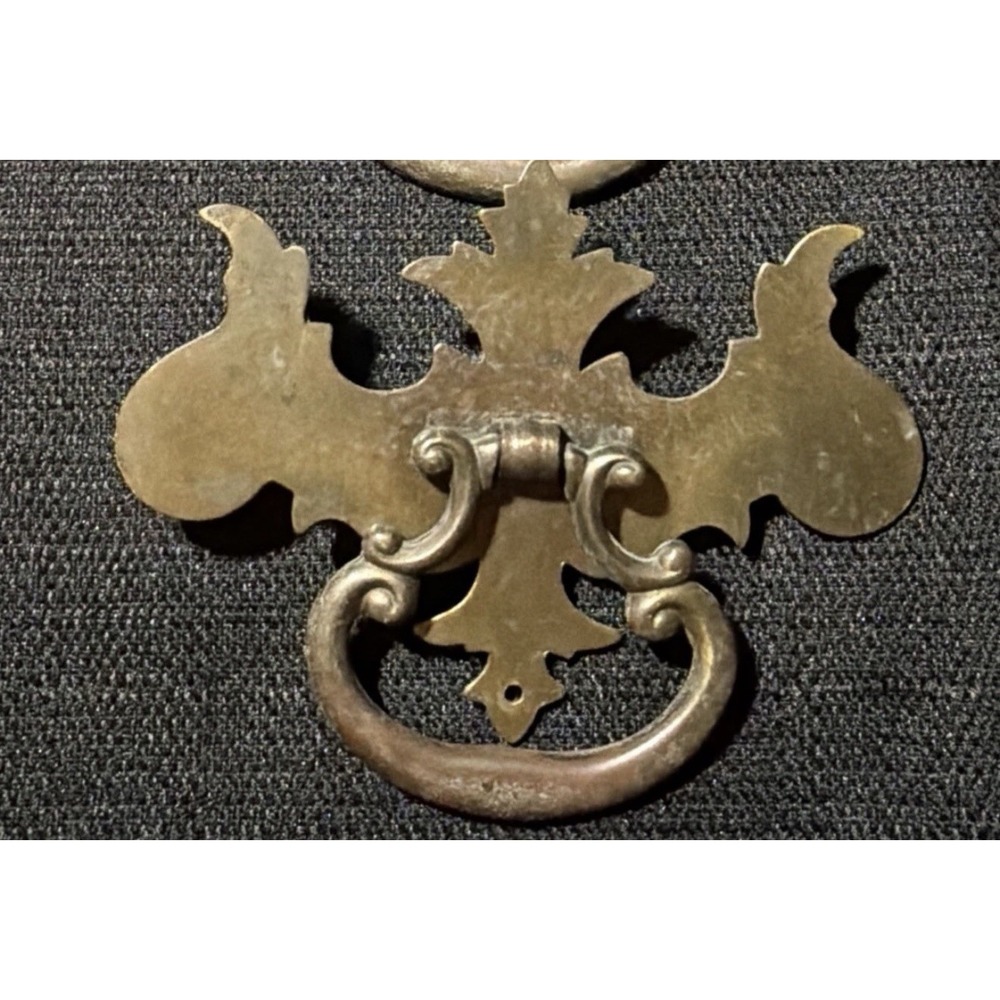 1 Brass Drawer Swing Handle Pull Chippendale Batwing Antique No Screws